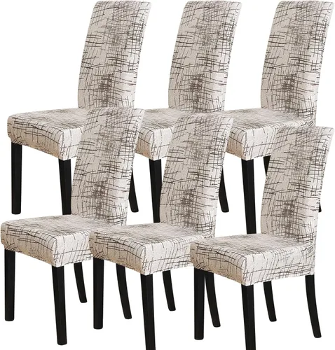 Miniatura 21 de FORCHEER Juego de 6 fundas para sillas de comedor, fundas elásticas para sillas de cocina, 6 piezas, fundas para silla Parson, paquete de 6, Flores