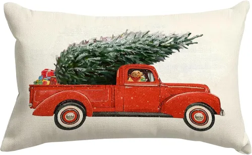 Miniatura 8 de SPXUBZ Funda de almohada de algodón con diseño de copo de nieve azul, Feliz Navidad, decoración del hogar, funda de cojín rectangular
