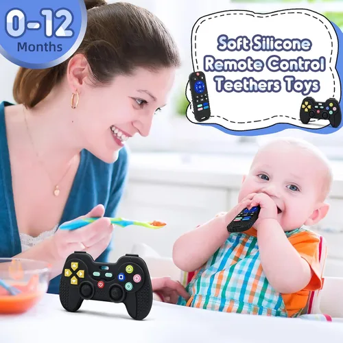 Miniatura 6 de Juguetes de dentición para bebés de 3 a 6 a 12 meses, mordedor sensorial de silicona, control remoto y controlador de juego, juguete de alivio