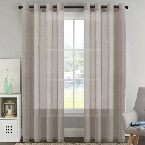 Miniatura 122 de Paneles elegantes de cortina de lino natural, cortinas de lino semitranslúcidas de eficiencia energética/paneles de cortina con ojales de níquel
