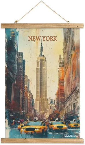 Miniatura 35 de Buenos Aires Argentina - Póster artístico de pared, impresión vintage de viaje con monumento a Obelisco, rollo colgante de lienzo de lino con marco