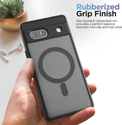 Miniatura 5 de ENCASED Funda magnética para Google Pixel 7a (2023) compatible con carga y accesorios MagSafe, transparente/negro (PIXEL-7A 2023)