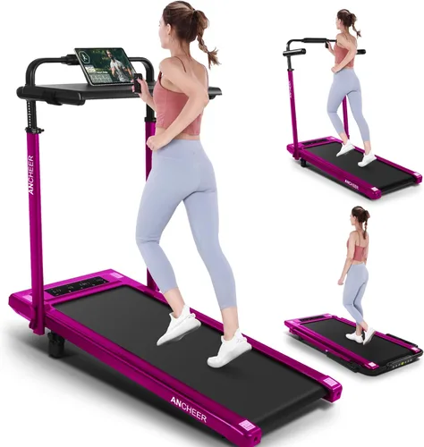 Miniatura 24 de ANCHEER Cinta de correr con inclinación del 12%/15%, almohadilla plegable con barra de asa, capacidad de 320-450 libras debajo del escritorio, Rojo