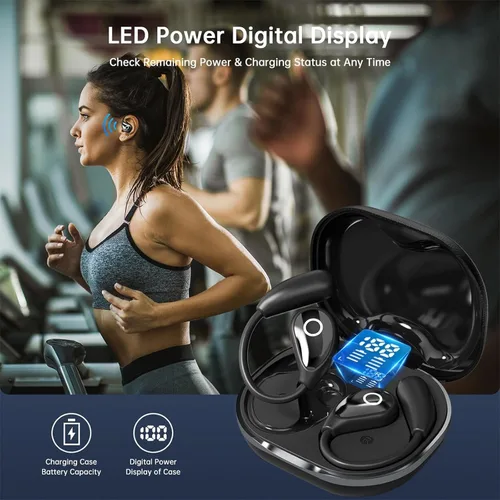 Miniatura 6 de Auriculares Inalámbricos de Oído Abierto Bluetooth, Auriculares de Conducción Aérea Libres de Dolor con Estuche de Carga de Pantalla Digital LED