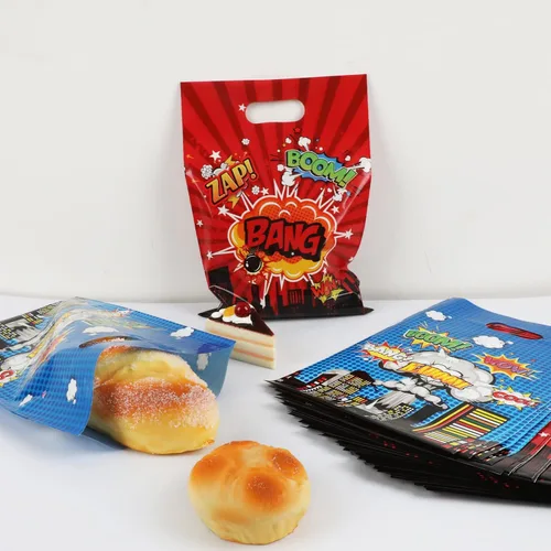 Miniatura 4 de 50 bolsas de regalo de héroe con temática de héroe de feliz cumpleaños, bolsas de regalo de héroe de acción de héroe, bolsas de regalo de plástico