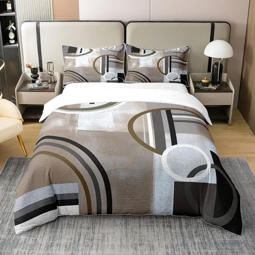 Miniatura 46 de Erosebridal Juego de ropa de cama de 100 % algodón a cuadros para niños y niñas, funda de edredón a cuadros, funda de edredón moderna geométrica