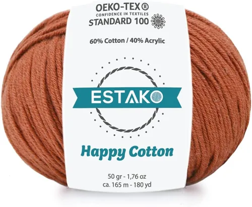 Miniatura 57 de Estako Happy Cotton, 1,76 oz (50 g) / 180 yardas (165 m) de lana 60 % algodón y 40 % acrílico, suave, fina/deportiva (2) para crochet y tejer