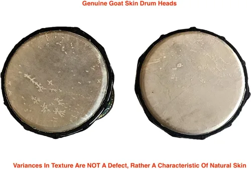 Miniatura 4 de JIVE Tambor Djembe – Tambor de mano africano Bongo Congo de 12 pulgadas – Instrumento de percusión de madera maciza con cabeza de piel de cabra