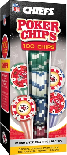 Miniatura 14 de Masterpieces Casino - NFL Buffalo Bills - Juego de fichas de póquer de alta calidad de 100 piezas con bandeja