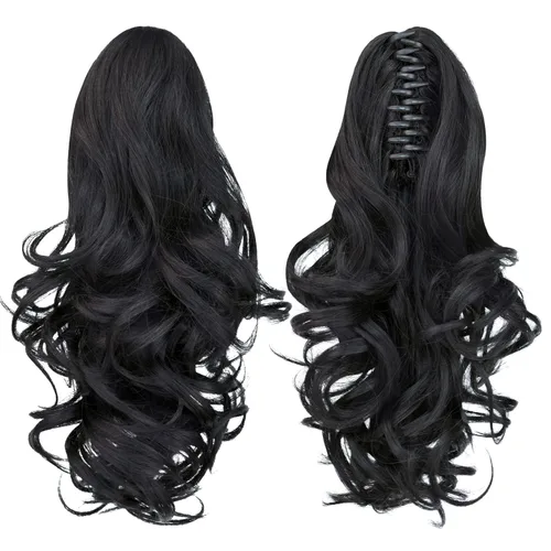 Miniatura 44 de Extensión de cola de caballo, extensiones de cabello con clip de garra de 24 pulgadas, extensiones de cabello largo y lacio, extensión de cabello