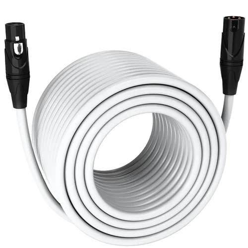Miniatura 142 de LyxPro Cable de micrófono XLR hembra a macho de ángulo recto de 3 pines de 1.5 pies para altavoces amplificados, interfaz de audio, rendimiento