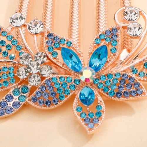 Miniatura 4 de Aimimier Peine para el cabello de cristal con hojas de flores para novia, boda, delicado, diamantes de imitación, peines laterales, horquillas