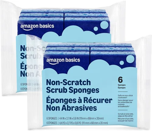 Miniatura 7 de Amazon Basics Esponjas de doble cara resistentes, reutilizables, 4.4 x 2.7 x 0.8 pulgadas, amarillo/verde, paquete de 6
