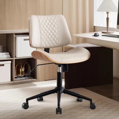 Miniatura 14 de BV Silla de escritorio sin brazos con ruedas, silla giratoria de 360 grados para oficina en casa, sin brazos, silla de trabajo de altura ajustable