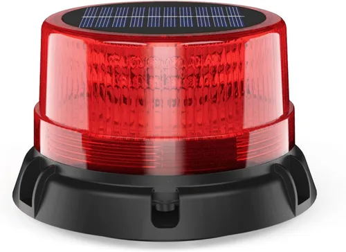 Miniatura 9 de AnTom Luces estroboscópicas LED solares inalámbricas, luz de baliza ámbar recargable impermeable con base magnética fuerte, advertencia de rotación