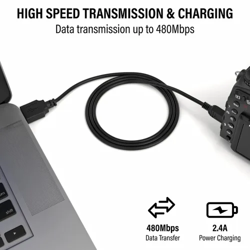 Miniatura 3 de Maeline Cable USB 2.0 para cámara Mini USB de carga Mini B Cable Perfecto (paquete de 1) Negro