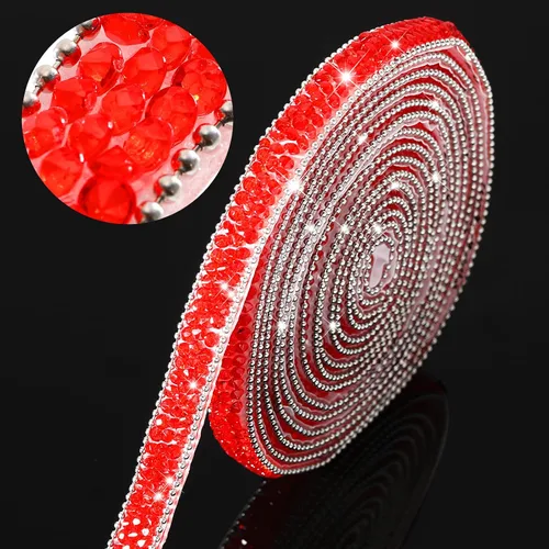 Miniatura 15 de Hicarer 3 yardas de cintas de diamantes de imitación de resina para boda, cinta autoadhesiva de diamantes de cristal, rollo de cinta de resina