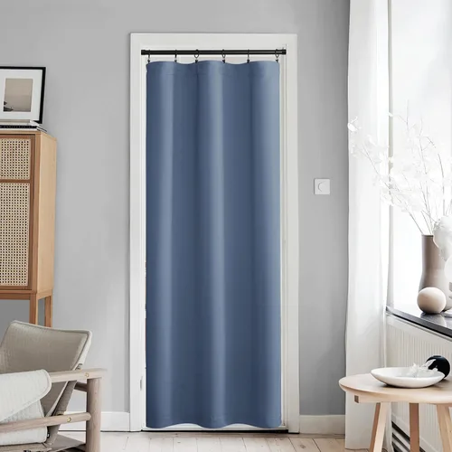 Miniatura 126 de NICETOWN Cortinas opacas unicolor con aislamiento térmico para puerta francesa, granja, oscurecimiento de habitación, puertas y ventanas de Marrón