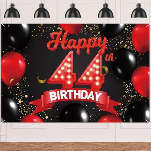 Miniatura 67 de Cartel de feliz cumpleaños 15 color rojo y negro, decoración temática de globos para niñas y mujeres, princesas de 15 años, fiesta de cumpleaños