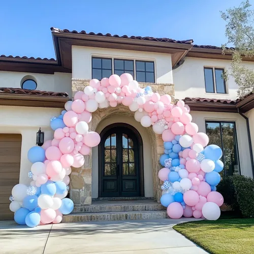 Miniatura 6 de Paquete de 300 globos de látex blanco, rosa y azul, 100 de cada uno de los 3 colores de 12 pulgadas, blanco, rosa claro, azul claro, globos de látex