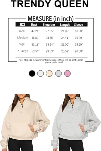 Miniatura 6 de Trendy Queen Sudaderas con media cremallera, sudaderas con capucha de gran tamaño, suéteres de otoño 2023 Y2K ropa de invierno