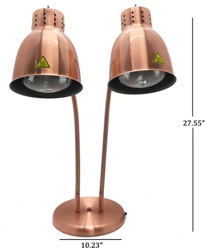Miniatura 2 de Lámpara de calor de alimentos de doble bombilla de 500 W, calentador de alimentos, luz ajustable, lámparas de calefacción de cobre para bufé