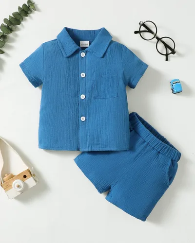 Miniatura 2 de Yhnslsf Ropa de verano para bebé, conjunto de pantalones cortos, camisa de manga corta para niños pequeños