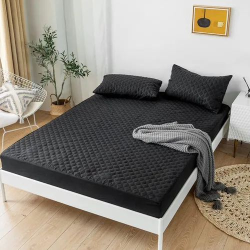 Miniatura 2 de jejeloiu Protector de colchón acolchado negro, 100% impermeable, transpirable, tamaño individual, protector de colchón de 14 pulgadas de profundidad
