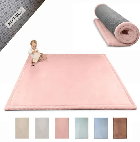 Miniatura 17 de Hakuna Matte - Alfombra de juego prémium para bebé de terciopelo coral ultrasuave con espuma viscoelástica, antideslizante, resistente al agua,