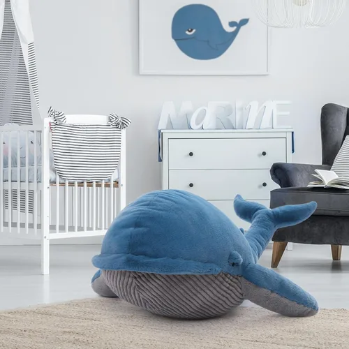 Miniatura 6 de MaoGoLan Ballena de Peluche Rellena de 43 pulgadas, Almohada Grande de Peluche Ballena Azul de 4 pies, Juguete de Ballena Jorobada para Niños