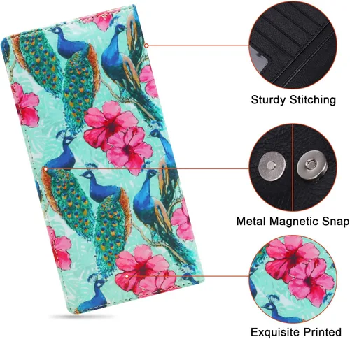 Miniatura 168 de HUA ANGEL Billetera para mujer, ultra delgada y delgada, con bloqueo RFID, tarjetero de crédito, doble embrague, carteras largas, regalo para A-ámbar