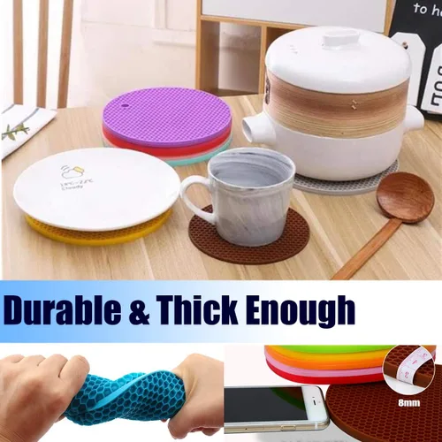 Miniatura 4 de Salvamanteles de silicona extra gruesos, soporte para ollas y guantes de horno, salvamanteles resistentes al calor para platos calientes, Café