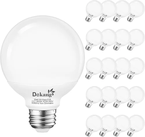 Miniatura 16 de Paquete de 8 Bombillas de Luz para Baño con Base E26 de 3000K Blanco Suave, Bombillas LED Globo G25 Equivalente a Incandescente de 60 Vatios