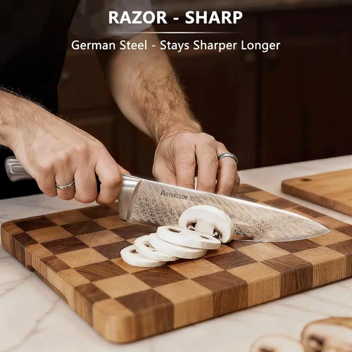 Miniatura 2 de Astercook - Juego de cuchillos de cocina de 21 piezas con afilador integrado, juego de bloques de cuchillos de acero inoxidable alemán, cuchillos