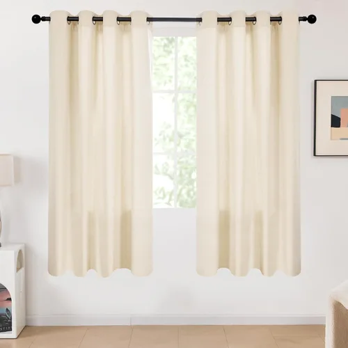 Miniatura 50 de Deconovo - Cortinas opacas para dormitorio con ojales, cortinas sólidas con aislamiento térmico, bloquean el calor, oscurecen la habitación, ahorran