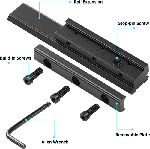 Miniatura 4 de Bontok 11mm Dovetail to 21mm Upgraded Build-in Locking Screws Picatinny Rail Low Profile Scope Mount Converter Base 3/8" to 7/8" Converter