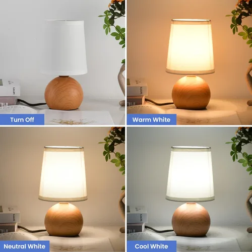 Miniatura 4 de Lámpara de mesa moderna de cabecera, lámpara de cabecera pequeña, lámpara de mesita de noche para dormitorio con pantalla de tela y acabado