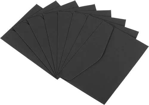 PATIKIL Mini sobres, paquete de 48 mini sobres para tarjetas de regalo, tarjetas de visita para tarjetas de notas pequeñas, felicitación, boda, Negro
