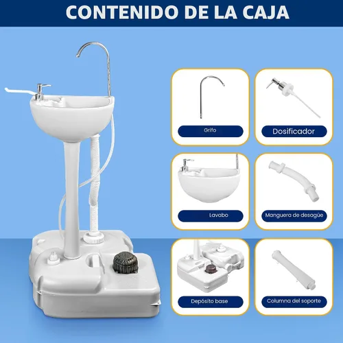 Miniatura 8 de SereneLife Estación de lavado de manos portátil, más de 100 lavados de manos, bomba de pie manos libres, dispensador de jabón y manguera de drenaje
