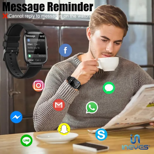 Miniatura 4 de Reloj inteligente para hombres y mujeres (respuesta/hacer llamadas), reloj de fitness con pantalla táctil completa de 1.9 pulgadas con más de 100