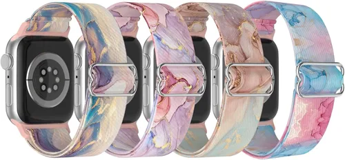 Miniatura 8 de Vanet Paquete de 4 bandas elásticas de nailon compatibles con Apple Watch de 1.496 pulgadas, 1.575 pulgadas, 1.614 pulgadas, 1.654 pulgadas, 1.732