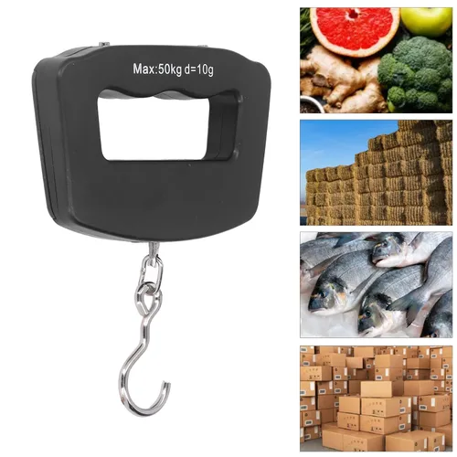 Miniatura 2 de Báscula colgante digital con gancho Dispositivo de pesaje electrónico portátil para uso de granja de pesca Pantalla LCD de alta precisión