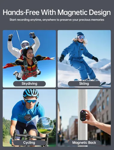Miniatura 6 de Mini cámaras de acción corporal 4K, cámara corporal POV, cámara deportiva de 64 GB con grabación de audio y video, portátil WiFi magnética