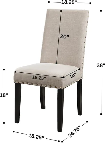 Miniatura 3 de Roundhill Furniture Biony - Sillas de comedor de tela color café con detalle de tachuelas, juego de 2, marrón, café
