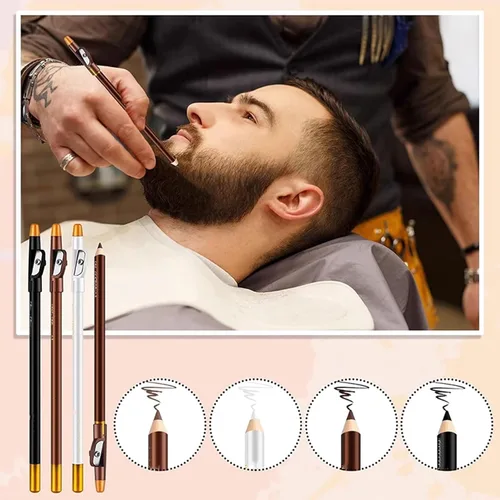 Miniatura 3 de 4 lápices de trazado de barba y línea capilar con sacapuntas integrado para un estilo y forma precisos