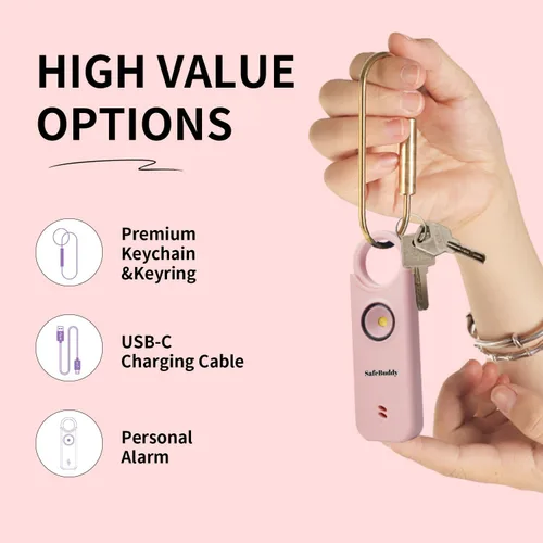 Miniatura 2 de Alarma personal para mujeres, hombres, niños, ancianos, autodefensa, diseñada por mujeres, altavoces adicionales de 140 dB con luz estroboscópica