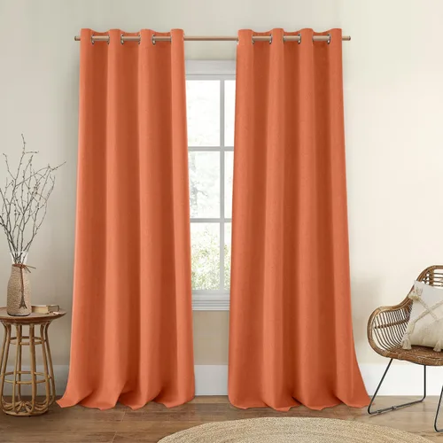 Miniatura 13 de Homeideas Cortinas Rosa Claro 100% Opacas de 84 Pulgadas de Largo, Gruesas Cortinas de Lino Sintético/Mezcla de Lino Texturizadas, Lindas Cortinas