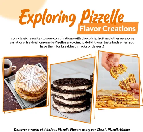 Miniatura 6 de C. Palmer Pizzelle Iron Modelo 1000, máquina de pizzela eléctrica de 800 vatios, prensa de pizzelle hecha en Estados Unidos, hace dos pizzelas