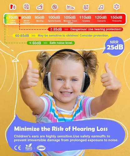 Miniatura 2 de PROHEAR 032 2.0 - Auriculares con cancelación de ruido para niños - Reducción de ruido de 25dB - Orejeras ajustables de protección sensorial
