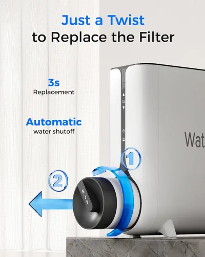 Miniatura 11 de Waterdrop Sistema de ósmosis inversa KJ600, dispensador instantáneo de agua caliente, 600 GPD, reduce PFAS, sin tanque, 2:1 puro para drenar, debajo